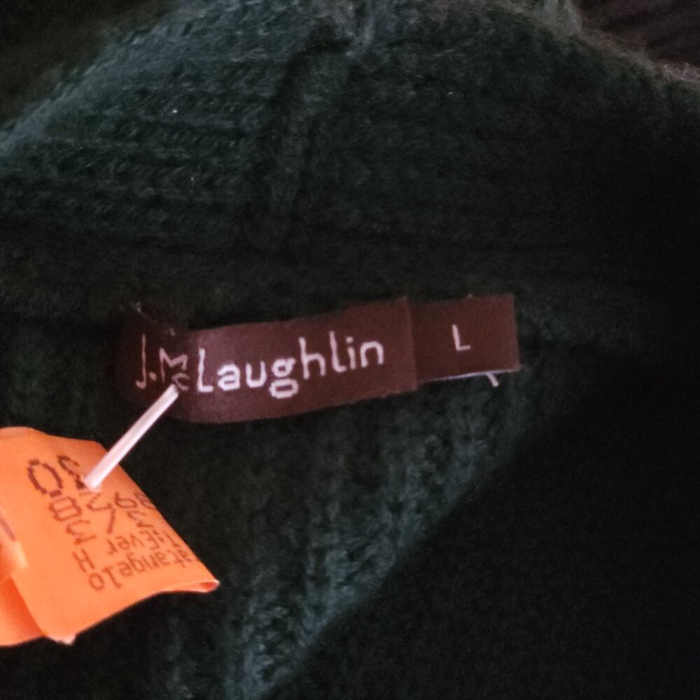 J. McLaughlin Cashmere Wool Blend Ribbed Sweater Forest Green Size Large $428 - Picture 4 of 9